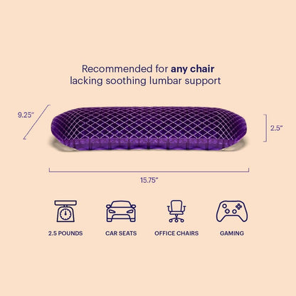 Purple Back Cushion | Pressure Reducing Grid Designed for Ultimate Comfort | Designed for Chairs, Gaming, and Travel | Made in The USA