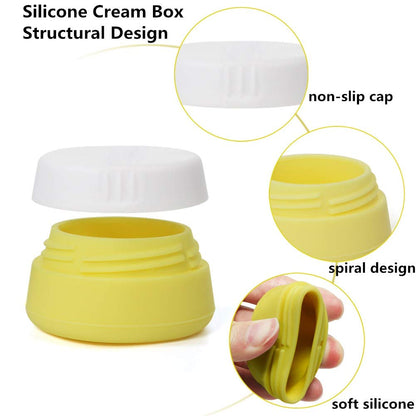 Cosywell Travel Containers Sets Silicone & PP Cream Jars for Toiletries Empty Lotion Leak-proof & TSA Approved Bottles Accessories with Hard Sealed Lids for Cosmetic Makeup Face Cream (9 Jars)
