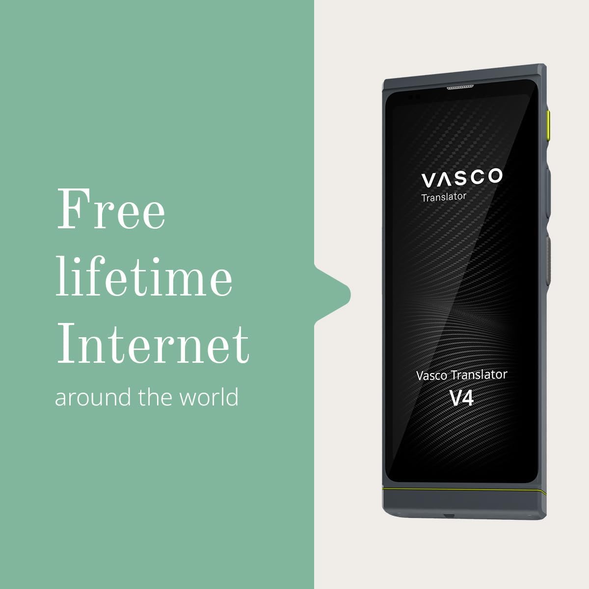 Vasco V4 Language Translator Device | 112 Languages | Free Lifetime Internet in Almost 200 Countries | Black Onyx