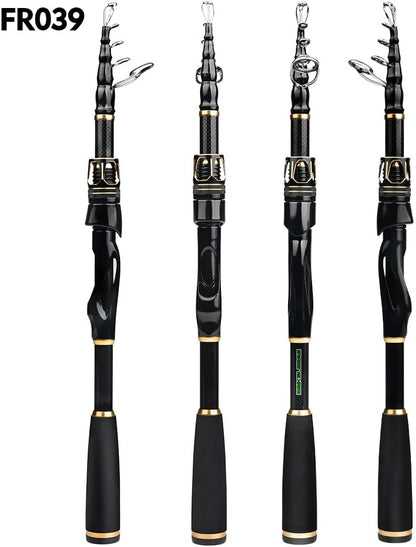Fishing Rod and Reel Combo - Carbon Fiber Telescopic Fishing Pole with 2000 Spinning Reel Combos - Sea Saltwater Freshwater Ice Bass Fishing Tackle Set Fishing Rods Kit Fishing Poles and Reels Combo