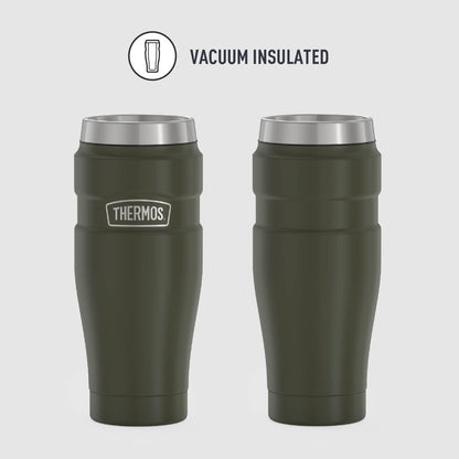 THERMOS Stainless King Vacuum-Insulated Travel Tumbler, 16 Ounce, Army Green (Pack of 4)