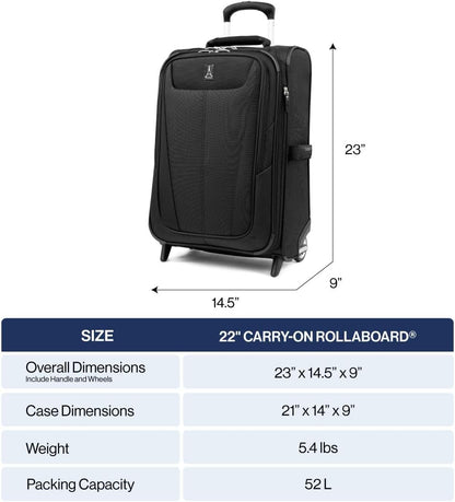Travelpro Maxlite 5 Softside Expandable Upright 2 Wheel Carry on Luggage, Lightweight Suitcase, Men and Women, Champagne, Carry On 22-Inch