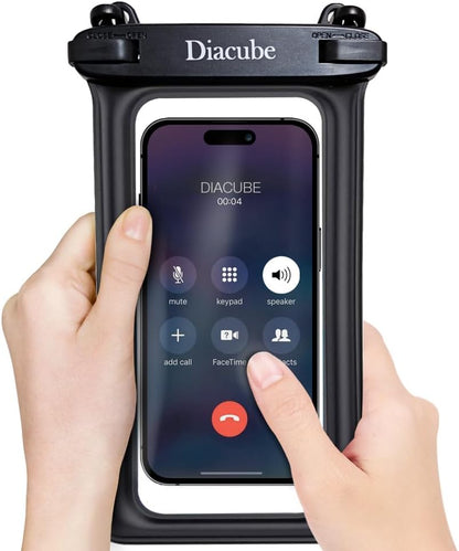 2-Pack Waterproof Phone Pouch, Universal IPX8 Floating Waterproof Case with Adjustable Lanyard for All Phones [Up to 8.3"] Beach, Waterpark & Travel Essentials - Blue