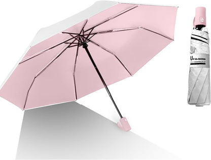 BAODINI Small UV Protection Travel Umbrella Compact for Rain and Sun UPF 50+ 41 inch Portable Umbrella for Women and Men