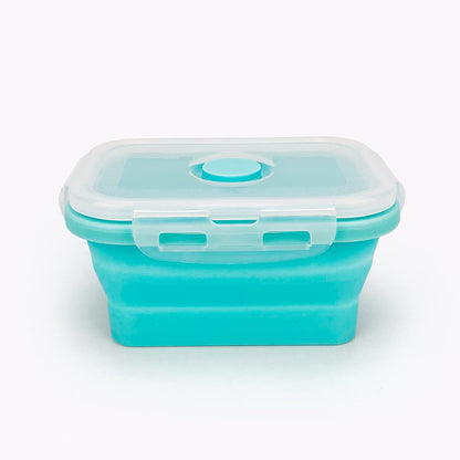 CCyanzi 3piece Collapsible Food Storage Containers with Lids, Silicone Lunch Container, Microwave & Freezer Safe, Space Saving for Kitchen Cabinet and Camping Backpack,(blue)