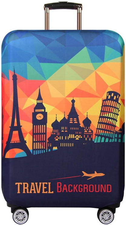 MosaiRudo Thicker Luggage Cover Elastic Suitcase Cover Protector Fits 18-32 Inch Suitcase Travel Accessories (Travel-4, L)