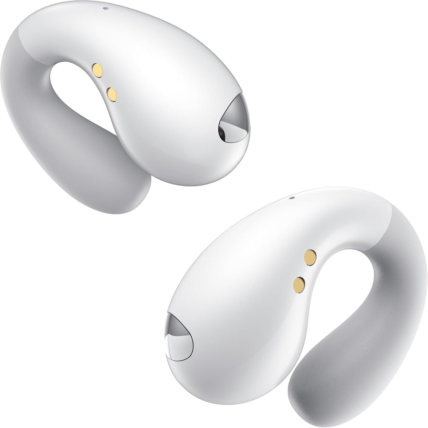 Open Ear Earbuds Wireless Bluetooth 5.3 Earphones, Flexible Clip On Ear buds with 36H Playtime LED Display Bone Conduction Headphones, Waterproof Light Weight Fit for Every Ear, Sport Elegant White