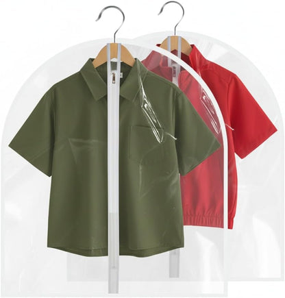 All Clear Garment Bags for Travel - 32”PEVA Waterproof Suit Cover with Zipper for Hanging Clothes, Shirts, Sweaters - Durable Dresser for Closet Storage, Dustproof & Moisture Resistant - 32”/2 Pack