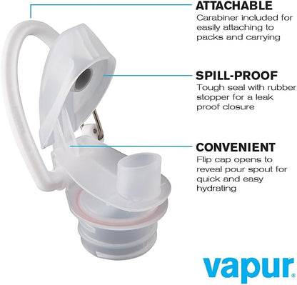 Vapur Collapsible Water Bottle With Carabiner, Compact Bottle Folds Flat For Hydration On The Go, Ideal for Traveling, Hiking or Camping, 16 Ounce, Cool Grey, Pack of 1
