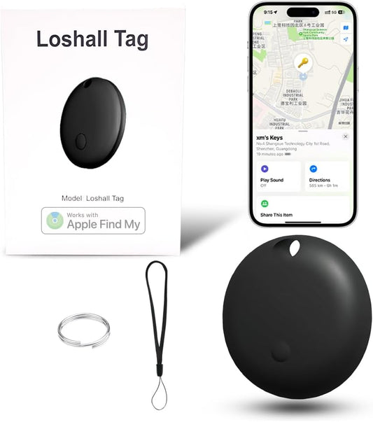 Air Tracker Tag, Smart Tracker Item Finders Compatible with Apple Find My, Bluetooth Smart Air Tag Key Finder Item Locator Worldwide Tracking for Pet Wallet Backpack Luggage, Black (iOS Only)
