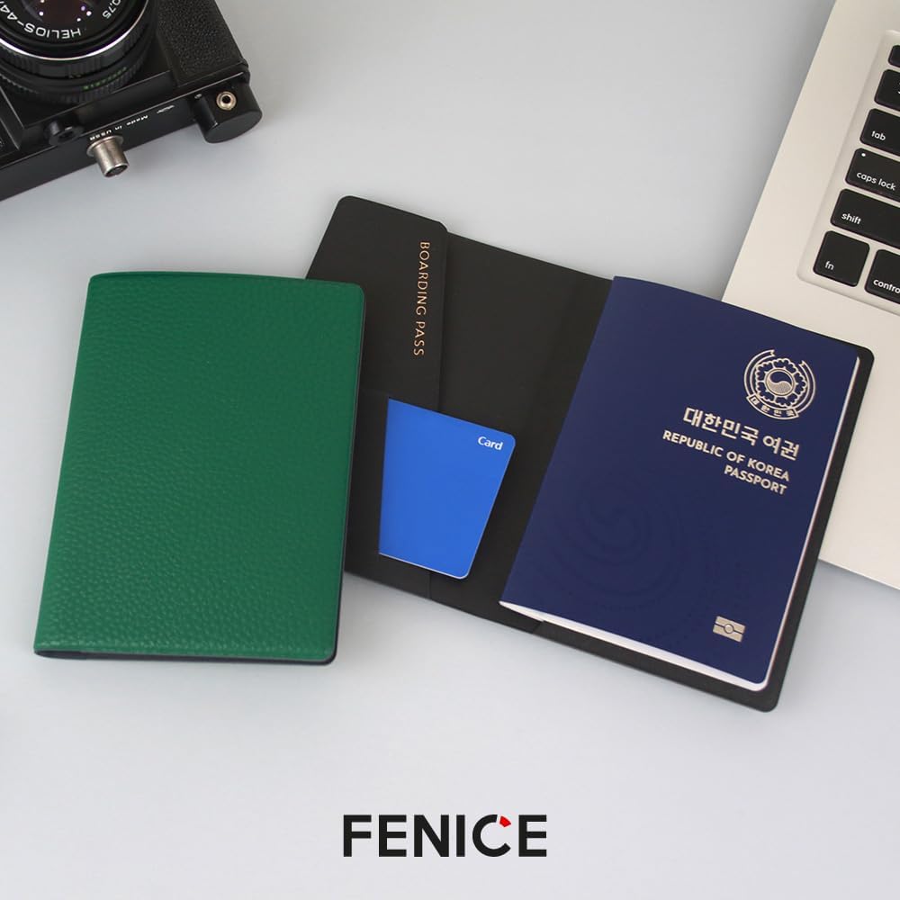 Fenice Classic Passport Cover Holder Wallet Case for Travel Essential RFID Blocking Vegan Leather Waterproof (ORANGE)