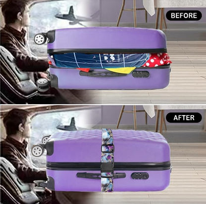 Luggage Straps for Suitcases Travel Belt Accessories, Cute Suitcase Strap, Adjustable Luggage Belt Strap, Heavy Duty with Quick-Release Buckle Luggage Strap Luxury Purple Marble