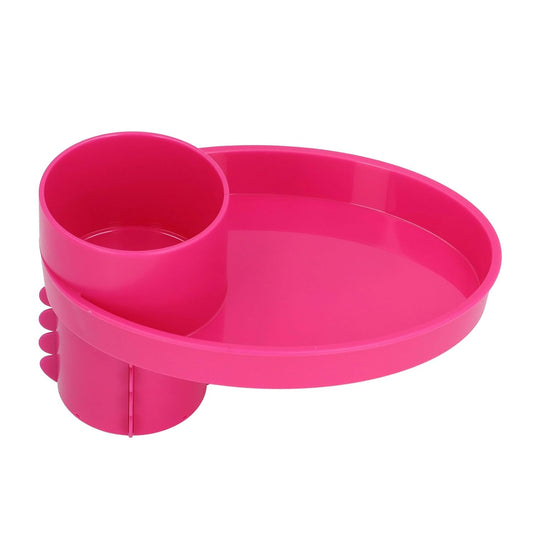 Snack Tray for Kids Car Seat with Secure and Sturdy Design, Versatile Usage, Compact and Portable Design, Easily Attachable, Cup Holder (Roseate)