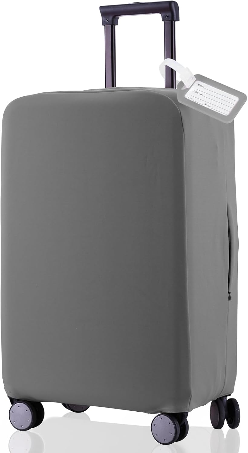 Travel Luggage Cover Suitcase Protector Scratch-Resistant Fit 19-31 Inch Suitcase, Not Included Suitcase (Slate Gray, L(26-27 inch))