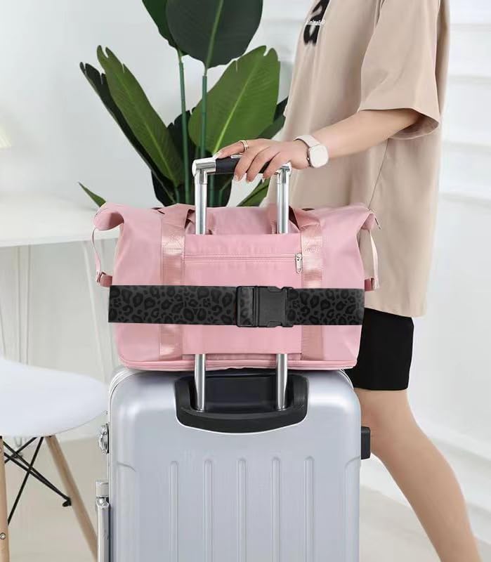 Luggage Straps for Suitcases Travel Belt Accessories, Cute Suitcase Strap, Adjustable Luggage Belt Strap, Heavy Duty with Quick-Release Buckle Luggage Strap Luxury Black Leopard