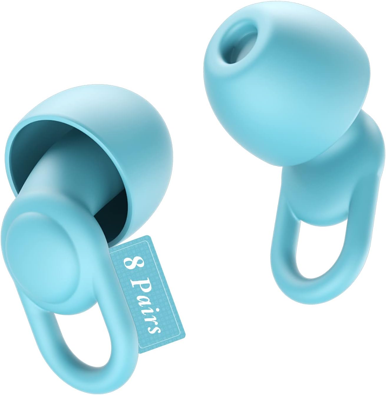 Silicone Ear Plugs for Noise Reduction - Reusable Soft Comfortable Earplugs for Sleeping,Noise Sensitivity & Flights -16 Ear Tips in XS/S/M/L, with 2 Travel Boxes - 33dB Noise Cancelling (Light Blue)