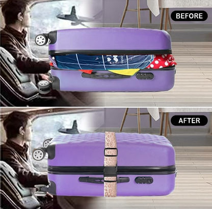 Luggage Straps for Suitcases Travel Belt Accessories, Cute Suitcase Strap, Adjustable Luggage Belt Strap, Heavy Duty with Quick-Release Buckle Luggage Strap Glitter Leopard
