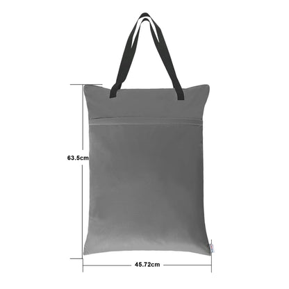 ALVABABY 2 Pack Large Wet Dry Bag Waterproof Hanging Cloth Diaper with Double Zippered Pockets 25x18 inches (Black and grey)