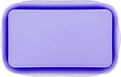 Purple Collapsible Sandwich Container, Silicone Lunch Container Bento Box with Plastic Lid, Microwave Safe, Camping Bowl For Meal Prep, Travel and Hiking, 40oz/1200ML