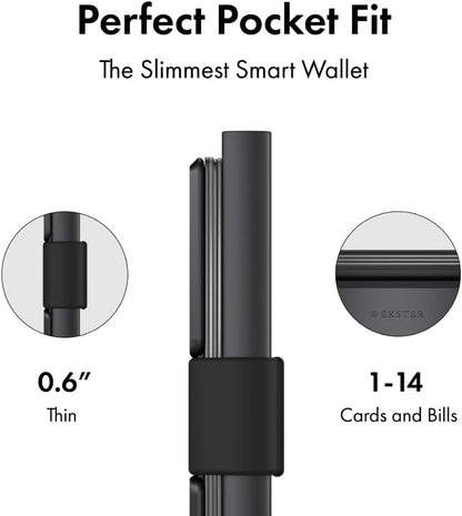 Ekster - Aluminum Cardholder Pro Wallet - All-Metal Aluminum Wallet for Men - Fits 7 Cards, RFID Blocking Layer, Ultra-Thin, Minimalist, Push Button, Card Access, Expandable, Trackable (Space Grey)