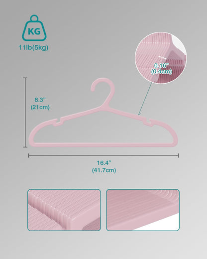 30 Pack Clothes Hangers, Non Slip Plastic Coat Hangers, Space Saving, Heavy Duty, Hanging Dry Wet Clothes, 16.4" x 8.3", Light Pink, UAPY0530P