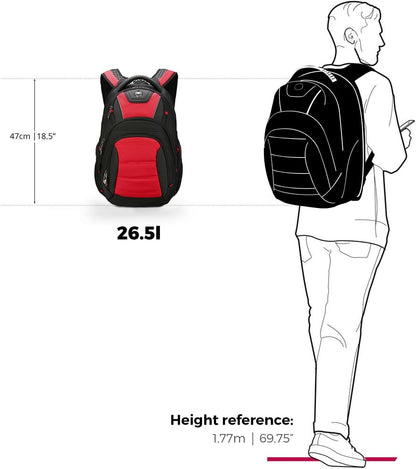 Swissdigital Design Men's Laptop Backpack for College and Business Travel with Integrated USB Charging Port and RFID Protection Fits 15.6" Laptops | J14-41