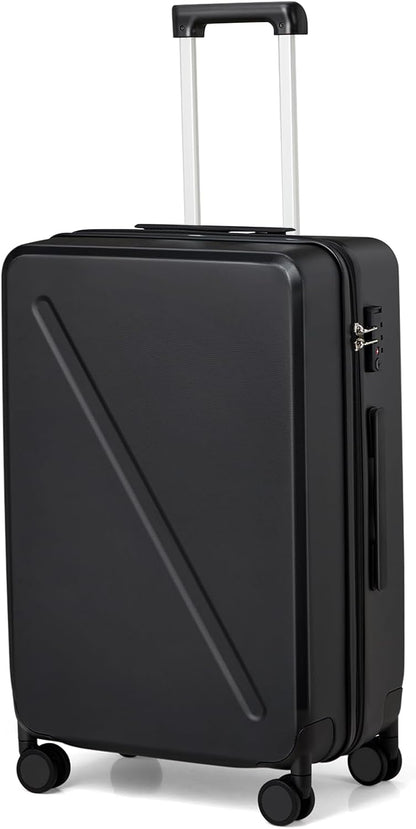 MILADA Checked Luggage 24 Inch Luggage With Spinner Wheels, Travel Luggage Medium Suitcase, Hard Case Luggage Checked Bag TSA Approved For Business And Travel, Black