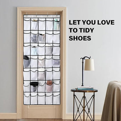 40 Mesh Pocket Over the Door Shoe Organizer,Hanging Shoe Rack for Closet Storage Holder for Dorm Room College Classroom Storag(White)