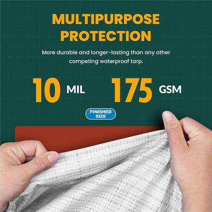 Large Waterproof Tarp - Heavy Duty 10 Mil Thick Poly Tarpaulin Ideal for Canopy Tents, Boats, RV or Pool Covers - Multipurpose Protective Tarps with Grommets for Indoor and Outdoor Use | 40' x 50'