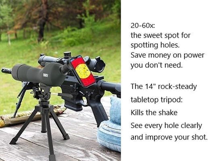 Emarth 20-60x60 Angled Spotting Scope for Target Shooting, Spotting Scope w/Tripod 14" Tabletop/Phone Adapter/Carry Bag, 1.37lb Spotter Scope, Ligth Waterproof Spotting Scopes for Hunting, Birding