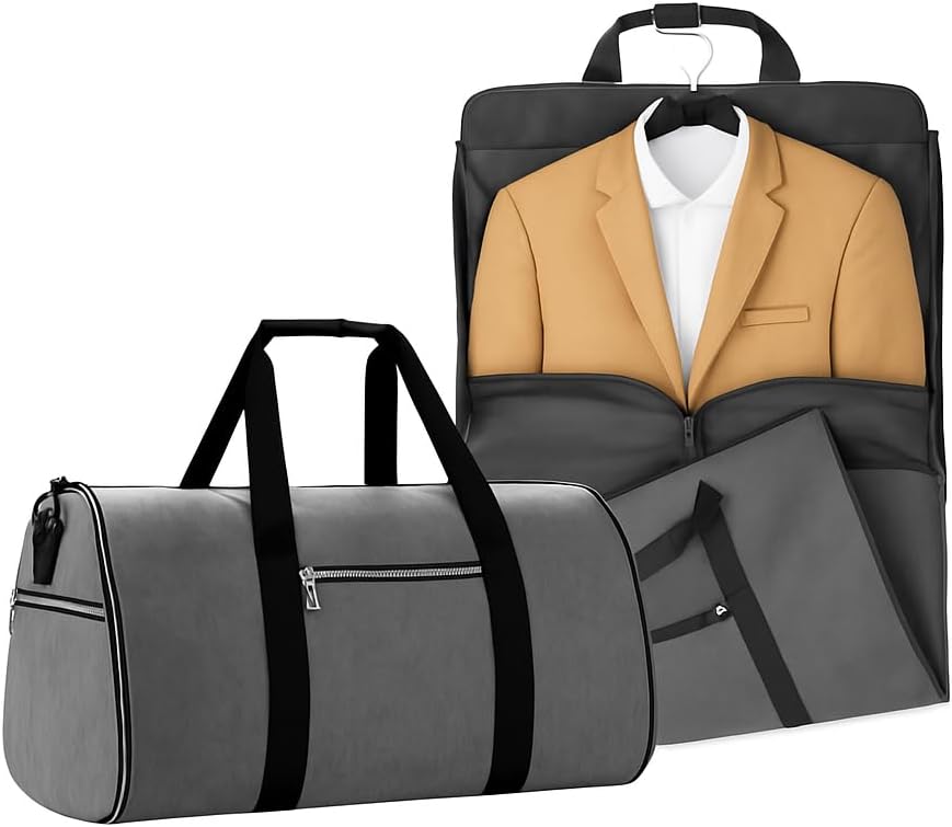Convertible Garment Bag for Travel – 2 in 1 Carry On Duffel Suit Bag with Shoulder Strap – Hanging Weekender Suitcase for Men & Women, Ideal for Business & Overnight Trips