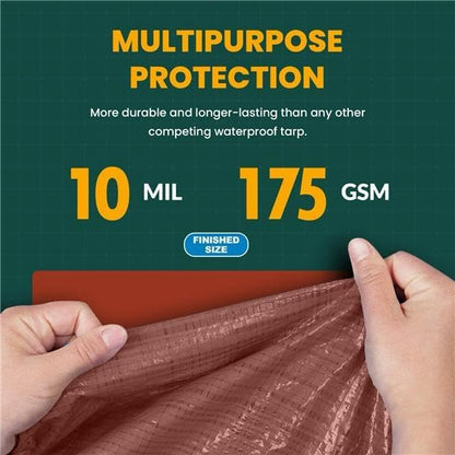 Large Waterproof Tarp - Heavy Duty 10 Mil Thick Poly Tarpaulin Ideal for Canopy Tents, Boats, RV or Pool Covers - Multipurpose Protective Tarps with Grommets for Indoor and Outdoor Use | 24' x 24'