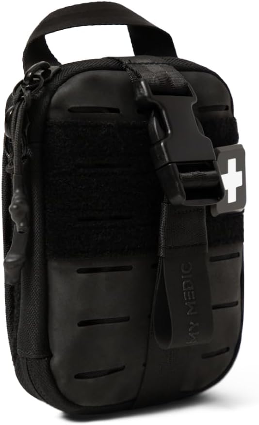 My Medic Sidekick Pro - Camping Hiking and Backpacking First Aid Kit - 70 Items with Tourniquet - HSA and FSA Eligible - Small Ifak Great for Travel or Motorcycle - Portable Emergency Kit – Black