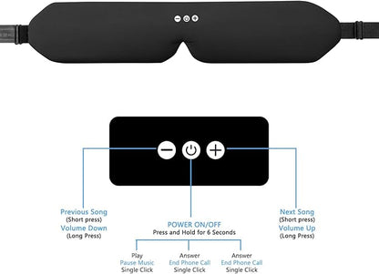 ALASKA BEAR Sleep Headphone Mask Bluetooth 5.2 HD Stereo Noise Reduction 3D Eye Mask for Sleeping Eye Contour Built-in Mask w/Thin Speakers Wireless Audio Sports Headgear(Black)