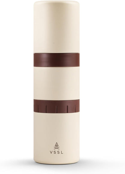 Nest Pour Over Coffee Kit | Coffee Maker for Camping | All-In-One Travel Pour Over | Transportable Dripper, Two 10oz Stainless Steel Travel Mugs | Compact Storage & Adventure Ready | Cream