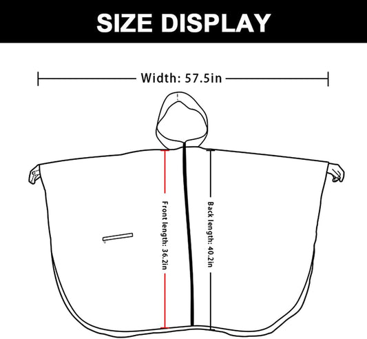 Rain Poncho Jacket Coat Hooded Zipper Style for Women/Men/Adult with Pocket