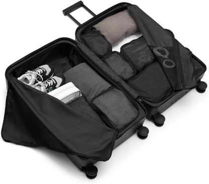 D_b_ Ramverk Pro Medium Check-In 25 Inch Hardside Luggage Extra Protection Aluminum Frame, Silent 360 Spinner Wheels, TSA Lock, Interior Laptop Compartment - Black Frame/Black
