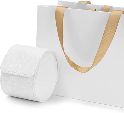Oirlv Luxury Leather Travel Watch Case Portable Jewelry Watch Storage Roll Organizer(White)
