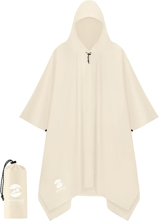 SaphiRose Hooded Rain Poncho Waterproof Raincoat Jacket for Men Women Adults