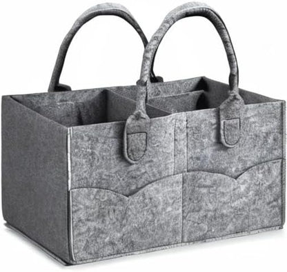 PandaEar Baby Diaper Caddy Organizer, Portable Travel Diaper Organizer, Nursery Caddy Basket with Divided Design
