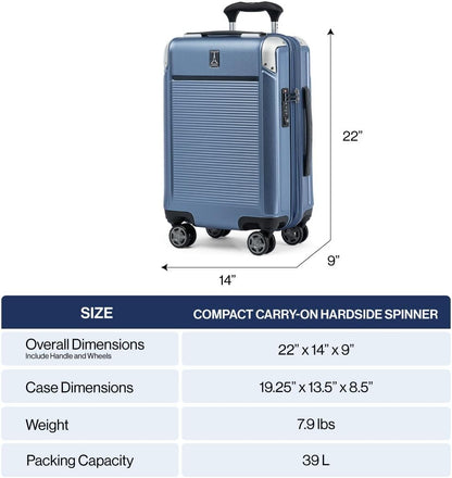 Travelpro Platinum Elite Hardside Expandable Carry on Luggage, 8 Wheel Spinner, TSA Lock, Hard Shell Polycarbonate Suitcase, Metallic Sand, Compact Carry on 20-Inch