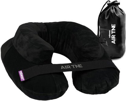 Cabeau Inflatable Travel Pillow – Air TNE – Adjustable, Lightweight, and Supportive for Sleeping on Airplanes, Trains, and Cars– Customized Fit and Compact Carrying Case (Midnight Black)