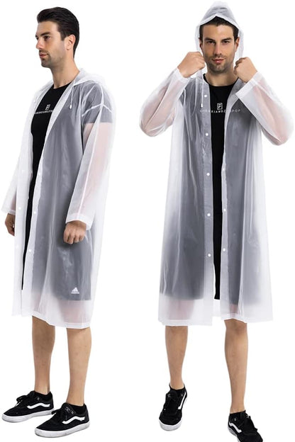 Rain Coats (2 Pack) - Reusable EVA Rain Ponchos for Adults Rain Jackets Raincoats for Men Women