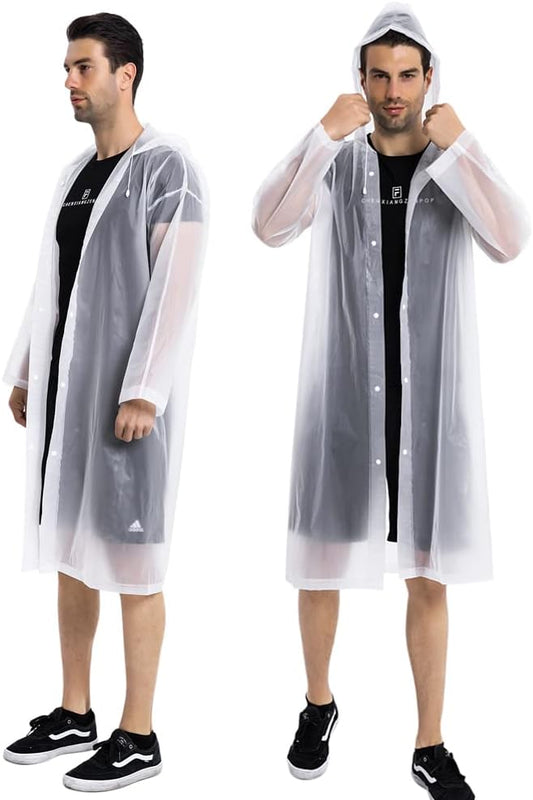 Rain Coats (2 Pack) - Reusable EVA Rain Ponchos for Adults Rain Jackets Raincoats for Men Women