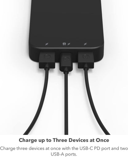mophie Powerstation 2023 with PD Power Bank - 10,000 mAh Large Internal Battery, (2) USB-A Port and (1) 20W USB-C PD Fast Charging Input/Output Port, Travel-Friendly