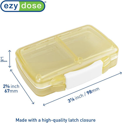 EZY DOSE Moisture-Proof Pill Case, Medicine Planner, Vitamin Organizer Box, Travel-Friendly, Latch-Closure to Secure Contents, 4 Individual Compartments of Multiple Sizes with Tight Seal, Small, Cream