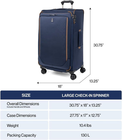Travelpro Crew Classic Lightweight Softside Expandable Checked Luggage, 8 Wheel Spinner Suitcase, TSA Lock, Men and Women, Checked Large 29-Inch, Patriot Blue