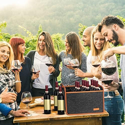 2 Pack 12 Bottle Wine Tote Bag, Insulated Thermal Padded Wine Carrier Tote, Reusable Wine Bags for Wine Bottles Travel, Camping and Picnic, Perfect Wine Lover Gift