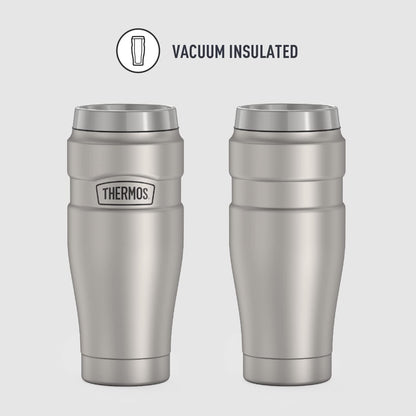 THERMOS Stainless King Travel Tumbler, 16 Ounce, Vacuum-Insulated | Matte Steel | Pack of 4