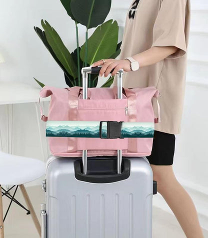 Luggage Straps for Suitcases Travel Belt Accessories, Cute Suitcase Strap, Adjustable Luggage Belt Strap, Heavy Duty with Quick-Release Buckle Luggage Strap Beautiful Green Mountain